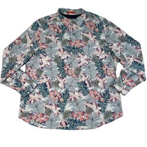 Tommy Bahama Tropical Print Long Sleeve Button Up Nylon Shirt Mens XXL